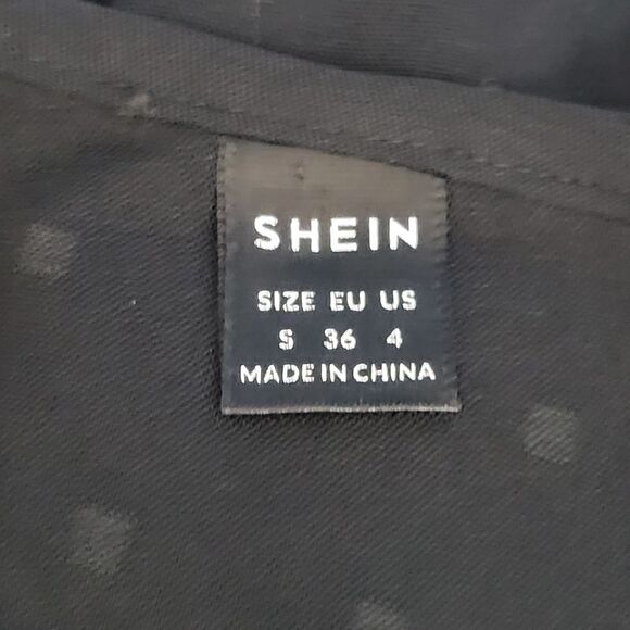 Shein Black Textured Dot Peplum Top Loose Flowy Size Small - Picture 5 of 6